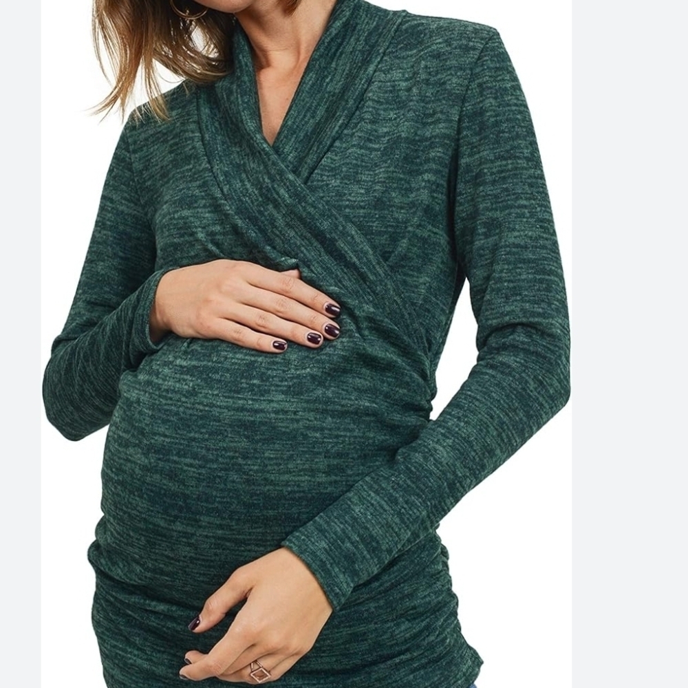 Green Maternity Wrap Top - 2count, 2 Colors